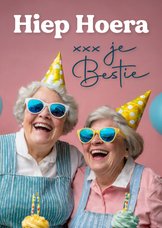 Grappige verjaardagskaart voor je bestie met twee oude dames