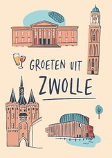 Groeten uit Zwolle stad illustraties