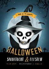 Halloweenfeest uitnodiging scary maan skelet
