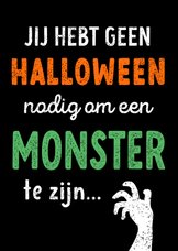 Halloweenkaart grappig vriendschap monster