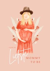 Hippe moederdagkaart mommy to be droogbloemen portret