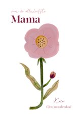 Hippe moederdagkaart roze bloem liefste mama