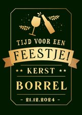 Hippe staande uitnodiging kerstborrel in krijtbord stijl