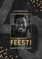 Hippe uitnodiging 40 jaar met foto, confetti en feest!