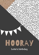 Hippe verjaardagkaart 'Hooray'