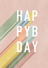 Hippe verjaardagskaart Happy Birthday met regenboog letters