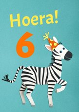 Hoera zebra verjaardagskaart