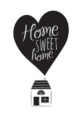 Home sweet home hartje huisje zwart wit
