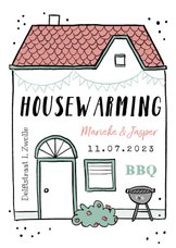 Housewarming uitnodiging huis bbq feestje