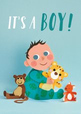 It's a boy! baby met knuffels