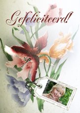 Jarig bloemen en naamkaartje b