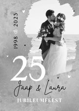 Jubileumfeest 25 jaar zilveren huwelijk feestje uitnodiging