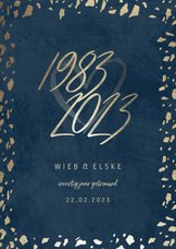 Jubileumkaart 40 jaartallen donkerblauw met terrazzo