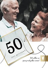 Jubileumkaart 50 jaar huwelijk, wit met goudlook