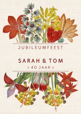 Jubileumkaart met kleurrijke vintage bloemen