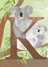 K van koala letterkaart