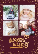 Kerst-fotokaart vier foto's 'Warm wishes'