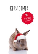 Kerstdiner konijntje met kerstmuts