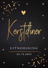 Kerstdiner uitnodiging goudlook confetti