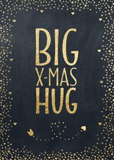 Kerstkaart BIG X-MAS HUG goud krijtbord