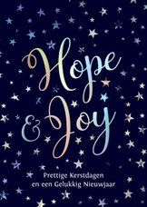Kerstkaart christelijk Hope Joy sterren