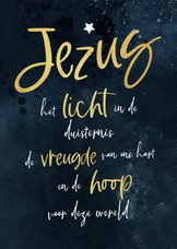 Kerstkaart christelijk Jezus licht vreugde hoop 