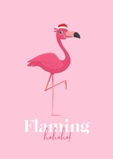 Kerstkaart flamingo tropisch kerstmuts humor