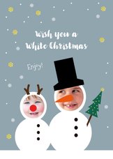 Kerstkaart funny sneeuwpoppen kids