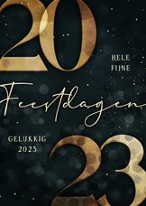 Kerstkaart gouden 2023 donkergroen stijlvol