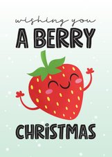 Kerstkaart grappig kawaii strawberry berry christmas aardbei