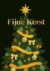 Kerstkaart kerstboom goud decoratie groen stijlvol hip