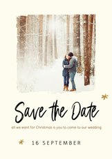 Kerstkaart met save the date uitnodiging en foto