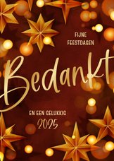 Kerstkaart modern zakelijk bedankt sterren goud rood