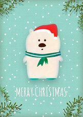Kerstkaart staand witte ijsbeer