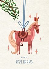 Kerstkaart versierd paardje