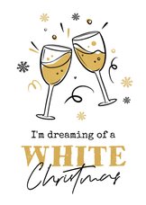 Kerstkaart witte wijn white christmas humor