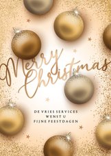 Kerstkaart zakelijk gouden kerstballen