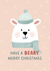Kerstkaartje met schattig ijsbeertje 'beary merry christmas'