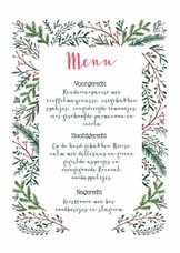 Kerstmenu kaart dennetakjes elegant