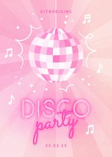 Kinderfeestje disco party met discobal en neon tekst