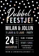 Kinderfeestje dubbel feestje met confetti en foliedruk