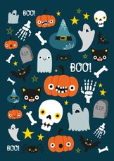 Kinderfeestje Halloween met vrolijke illustraties