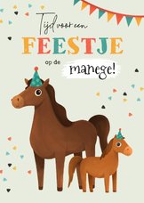 Kinderfeestje paarden uitnodiging manege confetti feest