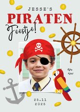 Kinderfeestje piraat boot speurtocht schatkist papegaai