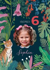 Kinderfeestje tropische jungle met tijger en bloemen