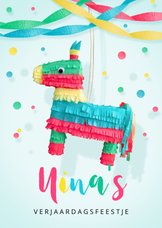 Kinderfeestje uitnodiging hip ezel piñata voor een meisje