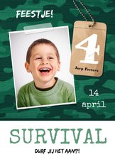 Kinderfeestje uitnodiging jongen leger survival jungle 