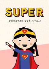 Kinderfeestje uitnodiging meisje superhelden feestje