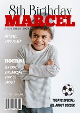 Kinderfeestje verjaardagsfeest voetbal tijdschrift