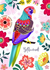 Kleurrijke papegaai verjaardagskaart